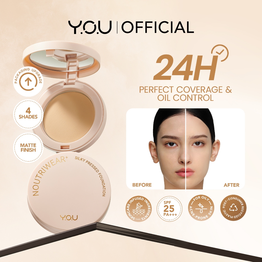 Y.O.U Noutriwear + Silky Pressed Foundation | Bedak Padat