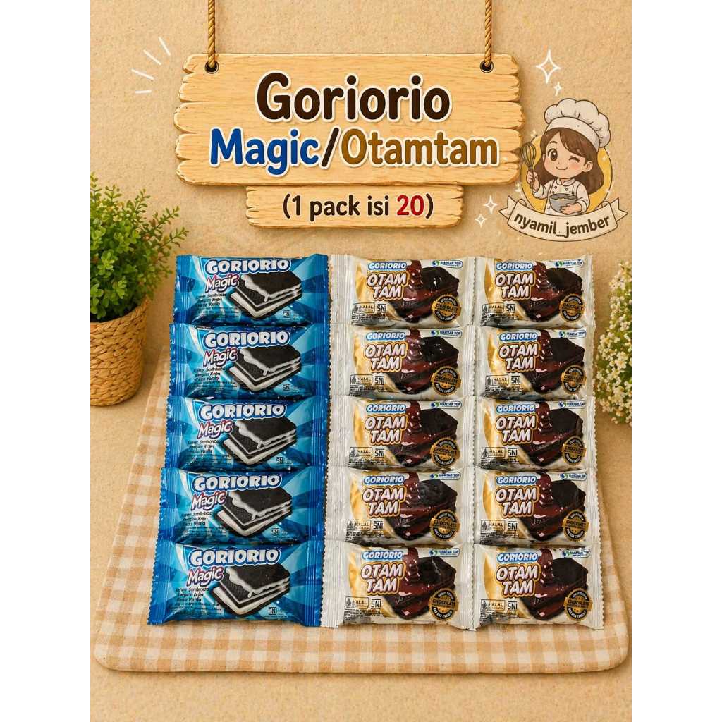 (1 pack = 20 pcs) - GORIORIO MAGIC SANDWICH - GORIORIO BISKUIT VANILA - COKLAT
