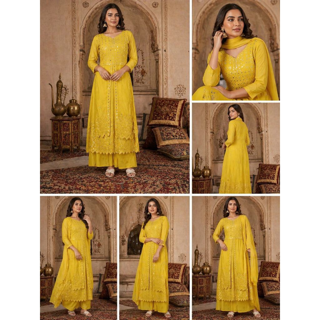 Kurti Kurta wanita set sharara Palazzo baju india Pakistan lengan panjang