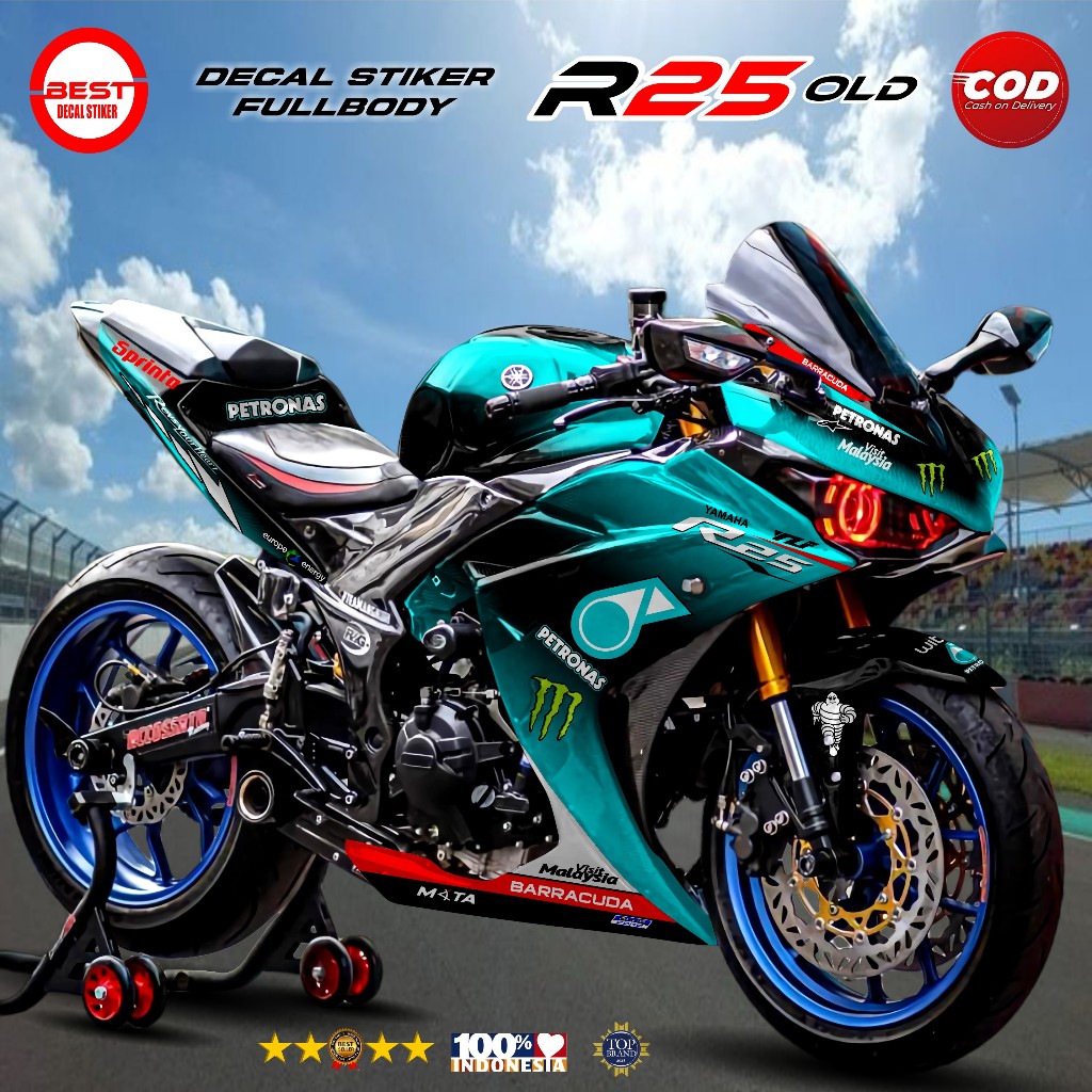 TERBARU Decal Stiker Motor Yamaha R25 Old Fullbody Design Petronas Racing Motogp