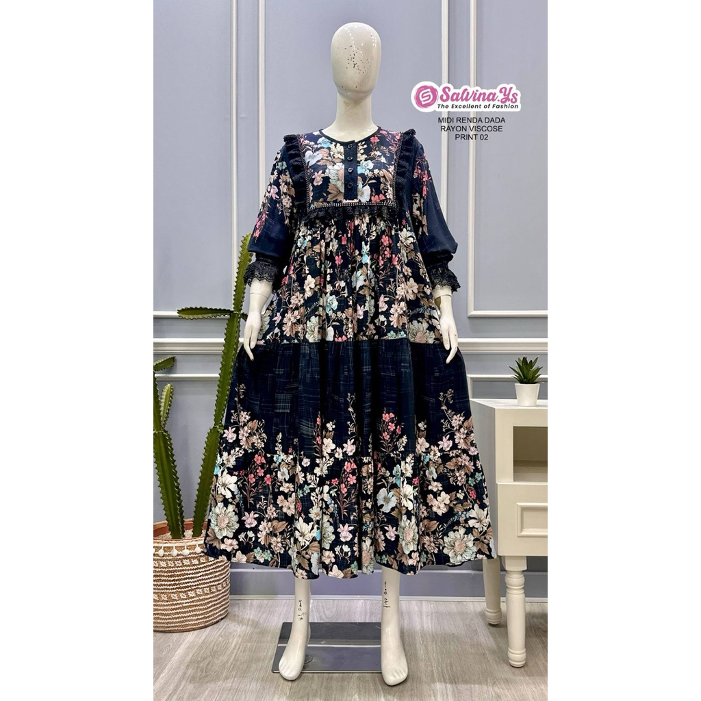 Midi dress salvina.ys ori motif songket renda