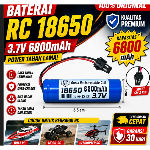 Baterai 18650 untuk mobil RC dengan Kapasitas Besar dan Daya Tahan Lama