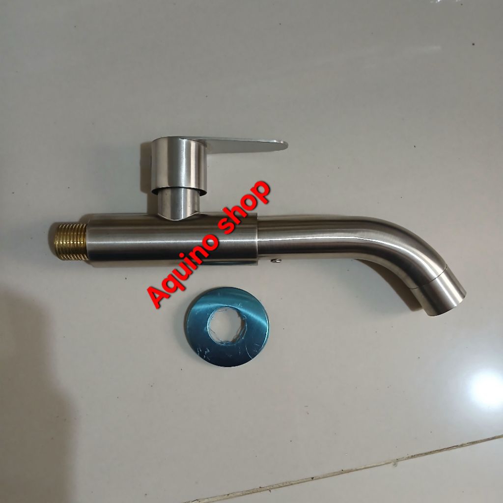 kran stainless panjang 20 Cm/kran tembok,kran wastafel,kran wudhu.