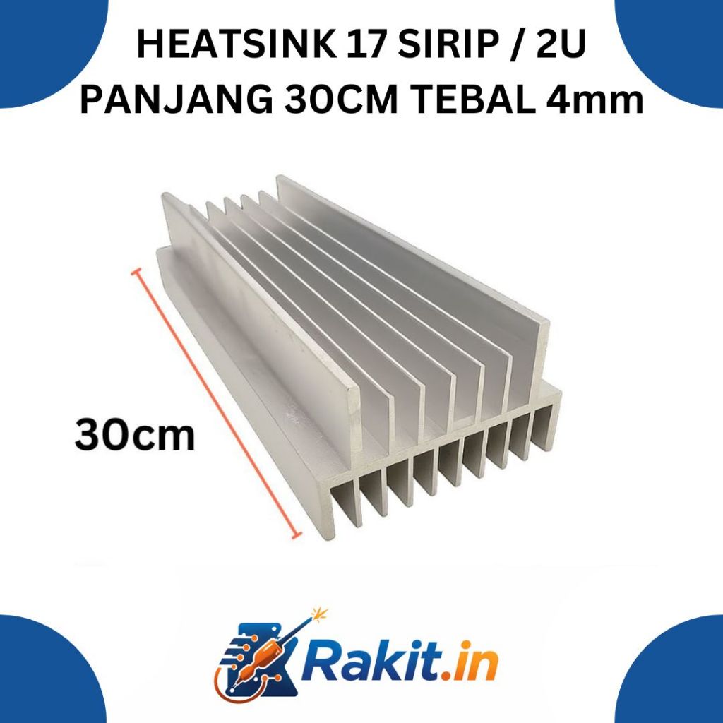 Heatsink Aluminium 17 Sirip 30cm – Pendingin Power Amplifier Transistor Final Tebal Kokoh