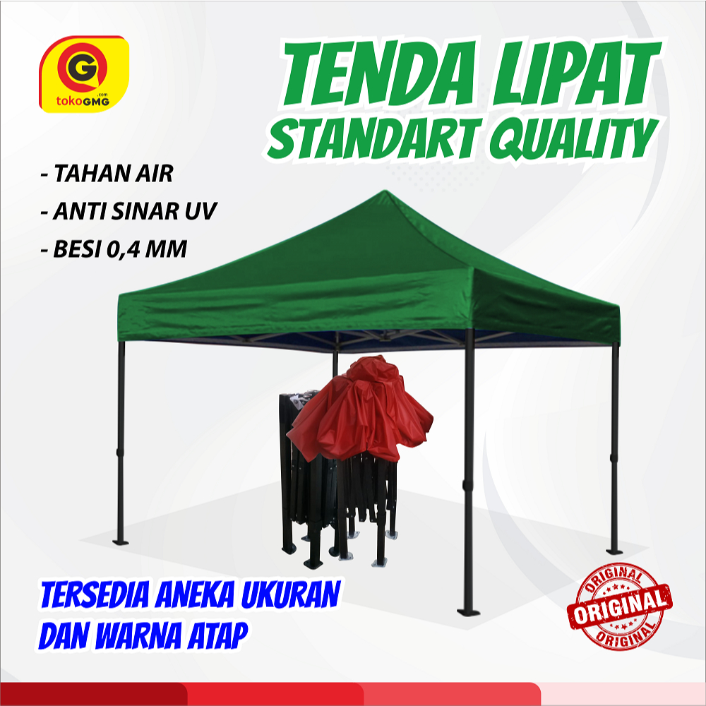 Tenda Lipat Standart Quality - Tenda Matic Jualan UMKM  Besi Hollow Hitam - Kokoh Waterproof Anti UV