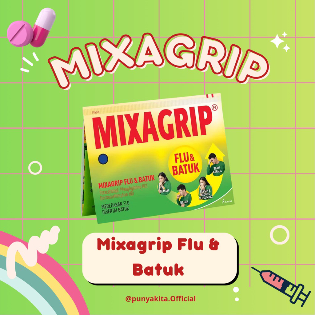 Mixagrip Flu & Batuk Tablet Obat Flu Batuk Pilek Demam Sakit Kepala Original