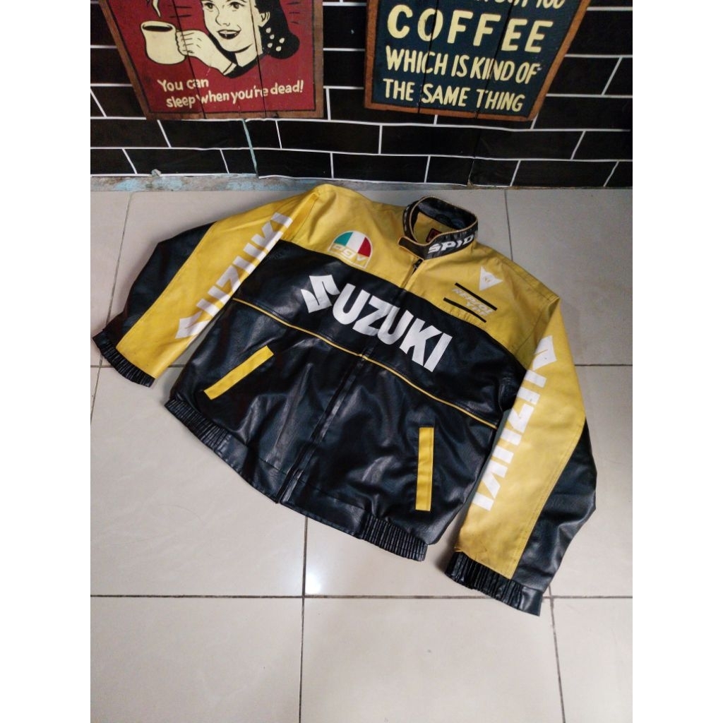 Jaket kulit suzuki vintage