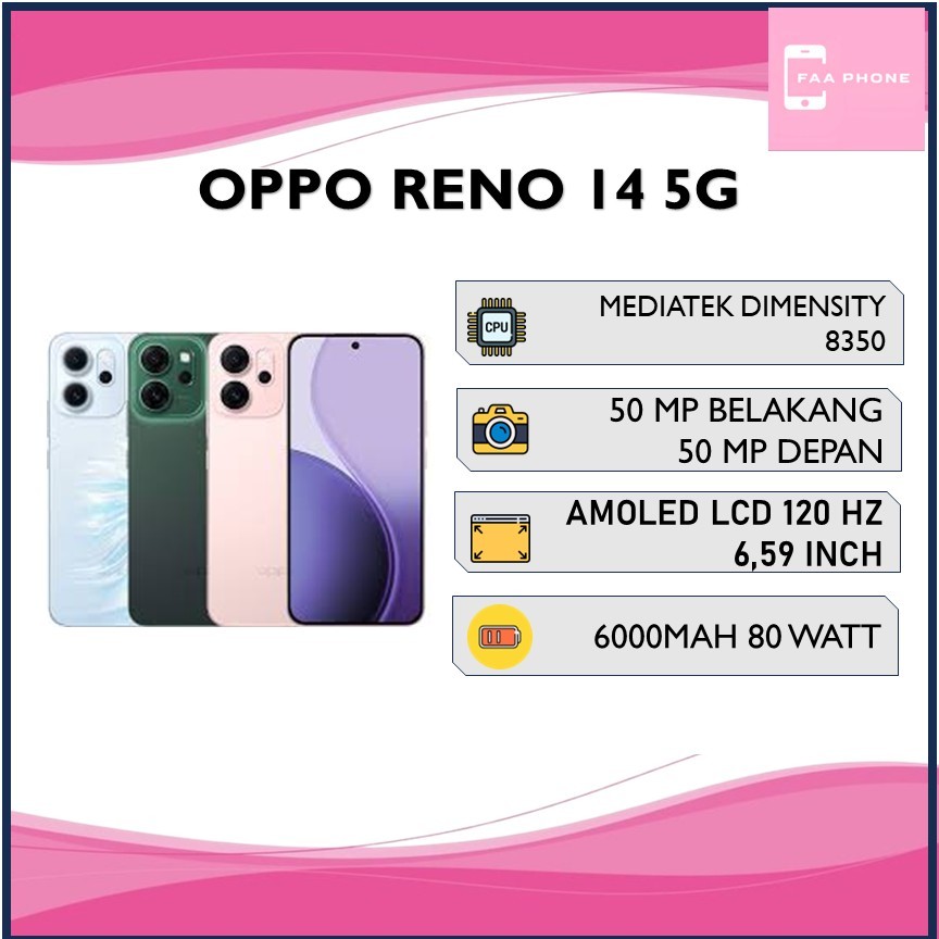 OPPO RENO 14 5G RAM 12GB ROM 256GB MEDIATEK DIMENSITY 8350