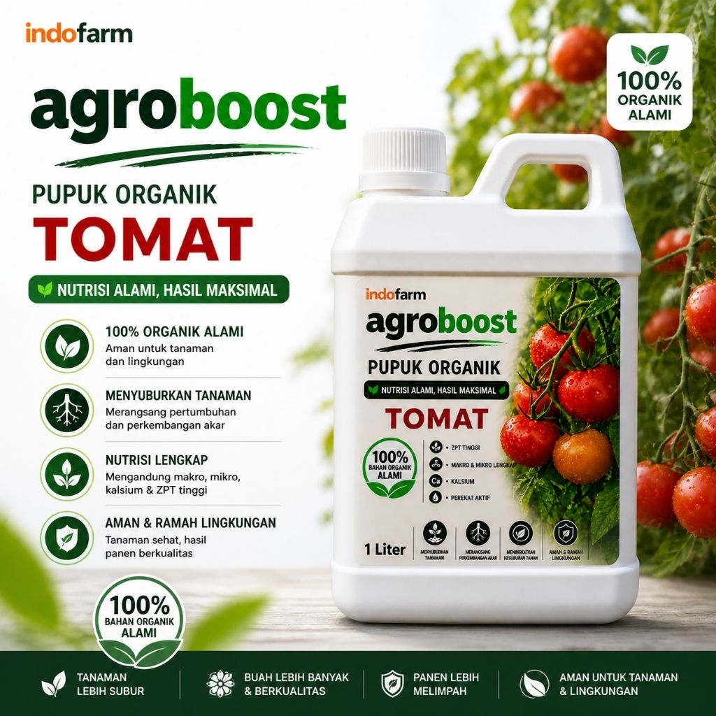 Pupuk Organik Agroboost Tanaman Tomat 1 liter/Nutrisi penyubur pelebat percepat pertumbuhan bunga bu