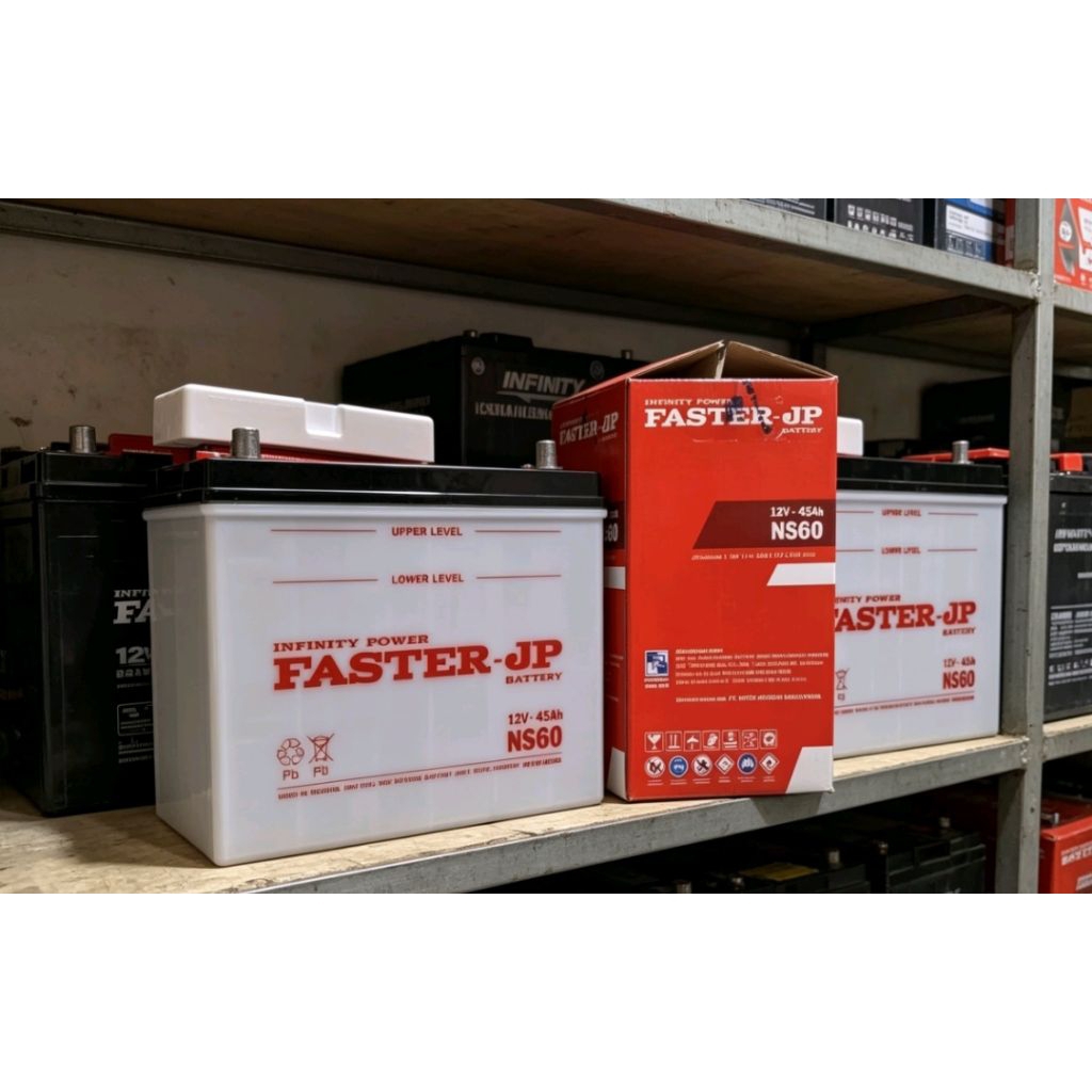 aki basah untuk  MOBIL MERK faster  JP NS60 45 AMPER 12 VOLT
