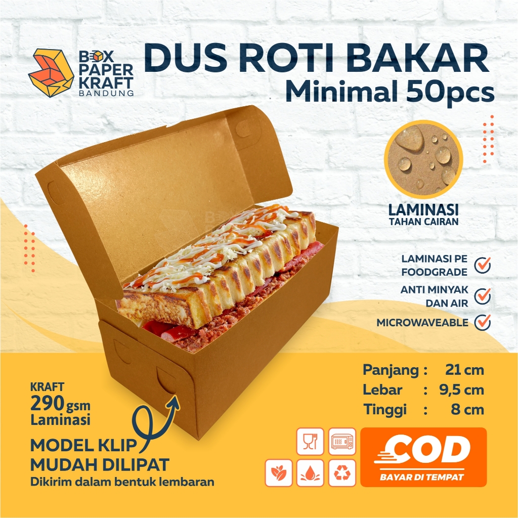 Dus Roti Bakar Bandung Box Kraft 290gsm Kotak Kue Brownies Donat Bomboloni