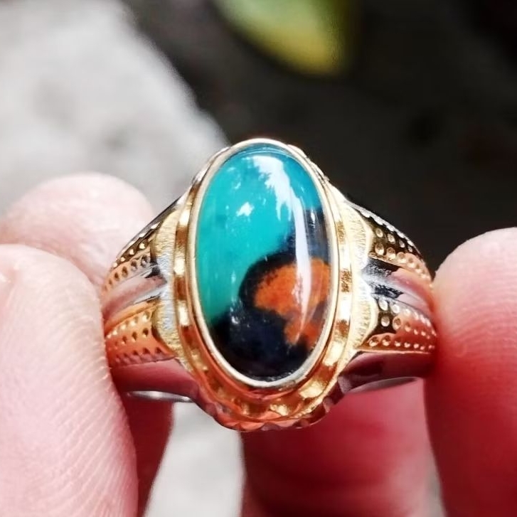 cincin batu bacan kembang pancawarna kristal