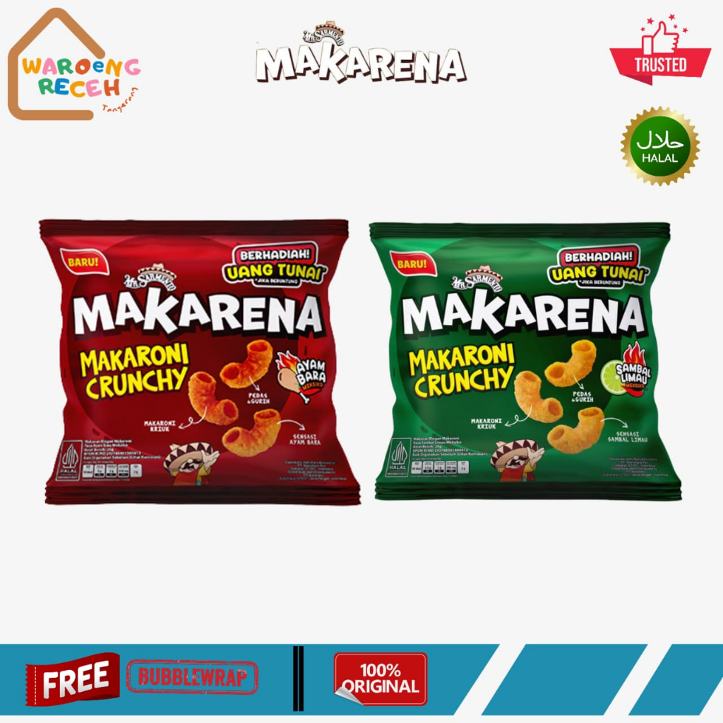 Mr. Sarmento Makarena Makaroni Ayam Bara Sambal Limo 1 Renceng isi 10 Pcs @20 Gr