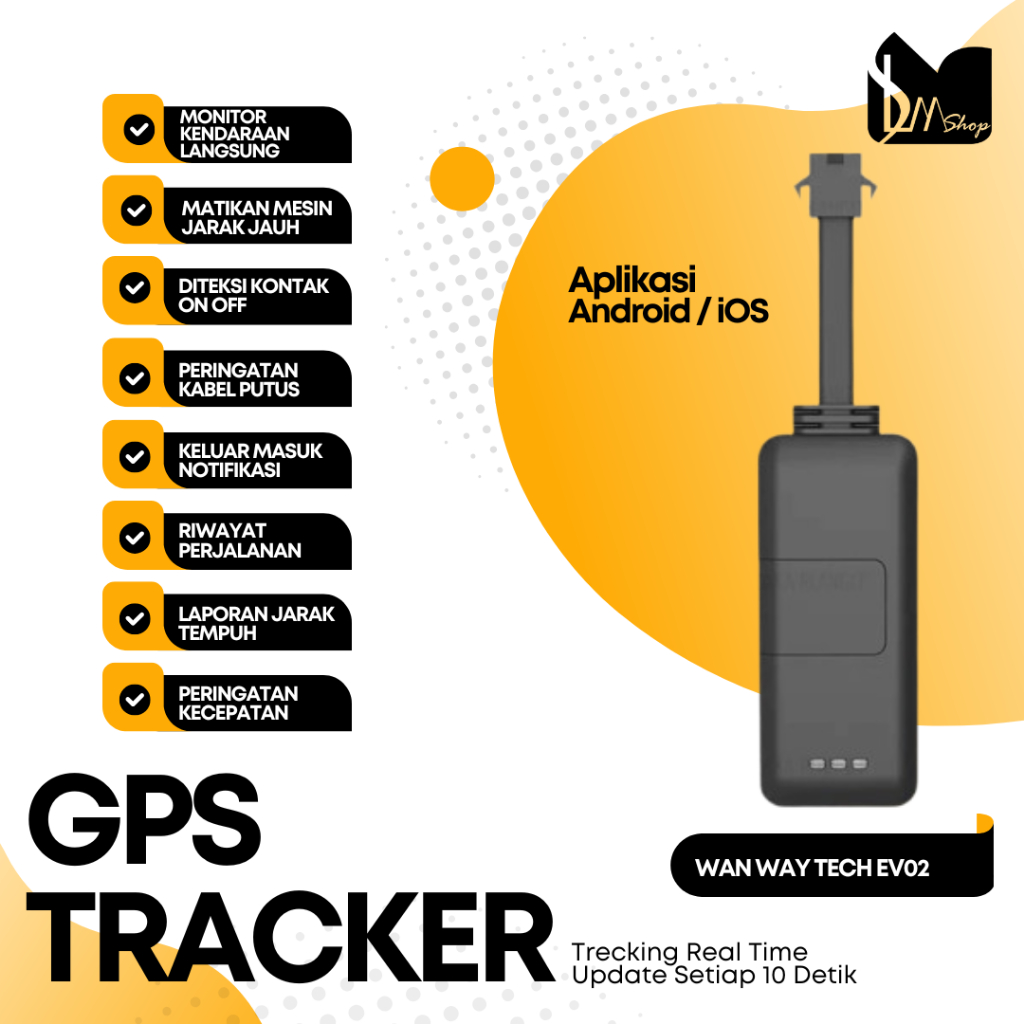 GPS Tracker WanWay Tech EV02 | Paket GPS Tracker Mobil / Motor + Instalasi | Pantau Dari HP