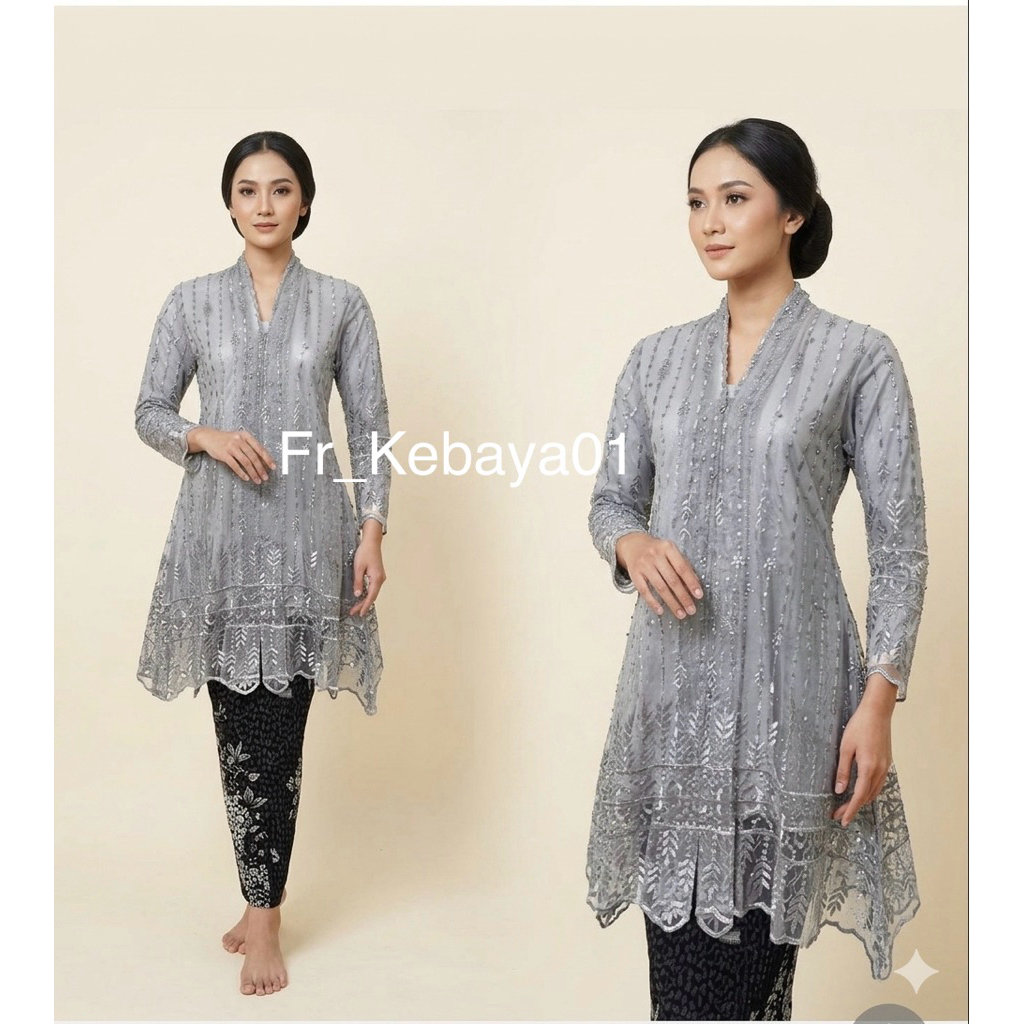 Set Kebaya Kartini - Set Kebaya Kartini Modern - Setelan Kebaya Rok Plisket - Kebaya Kartini Floy - 