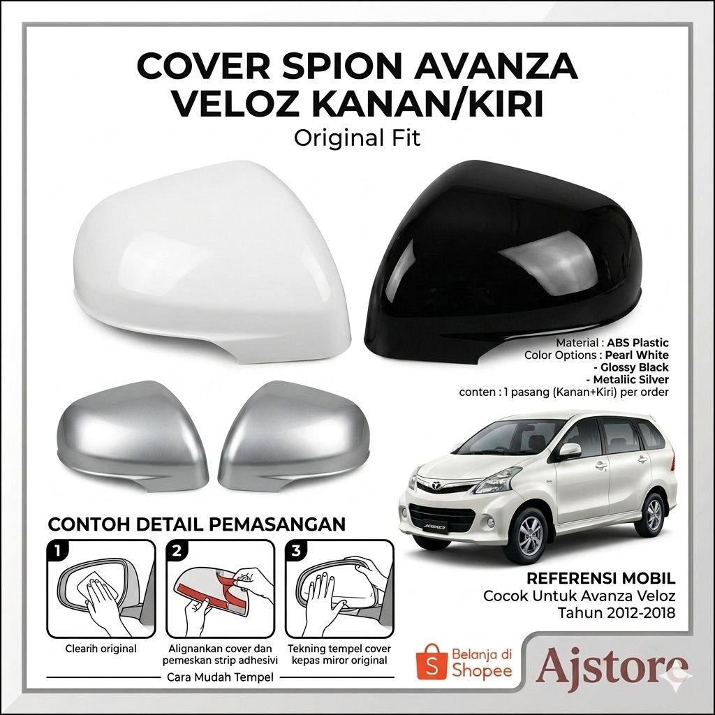 Cover Spion Avanza Veloz 2012-2013-2014-2015-2016-2017-2018 Tutup Spion Kanan Kiri