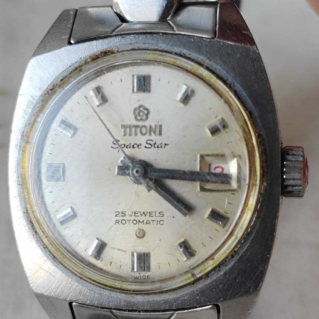 Vintage Jam Tangan Wanita Titoni Space Star 25 Jewels Rotomatic