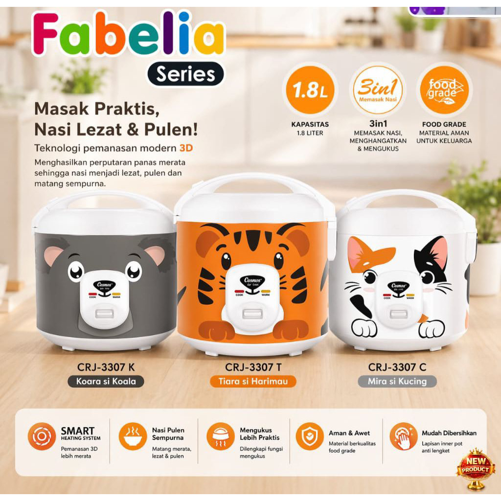 MAGIC COM / RICE COOKER COSMOS CRJ3307/ CRJ-3307 / CRJ 3307 [1.8 LITER] 100% ORI