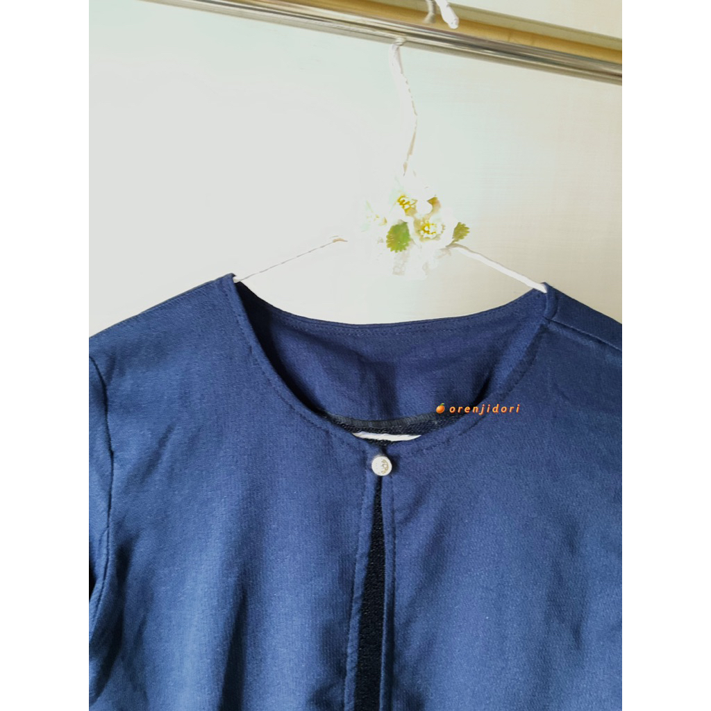 Blazer Outer wanita model slit navy biru tua preloved