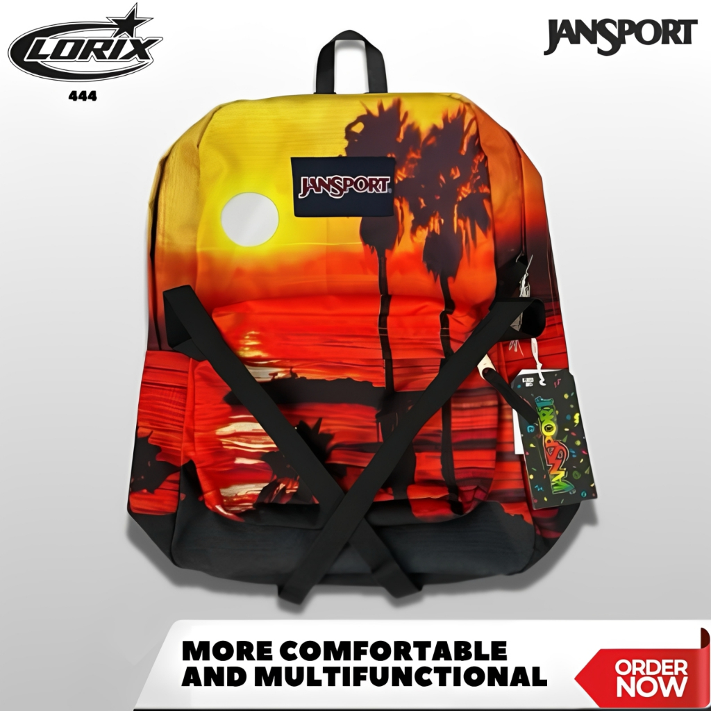 [REALPICT] - TAS JANSPORT SUNSET BACKPACK SCHOOL BAGS TROPICAL BEACH - TAS RANSEL JANSPORT SUNSET FU