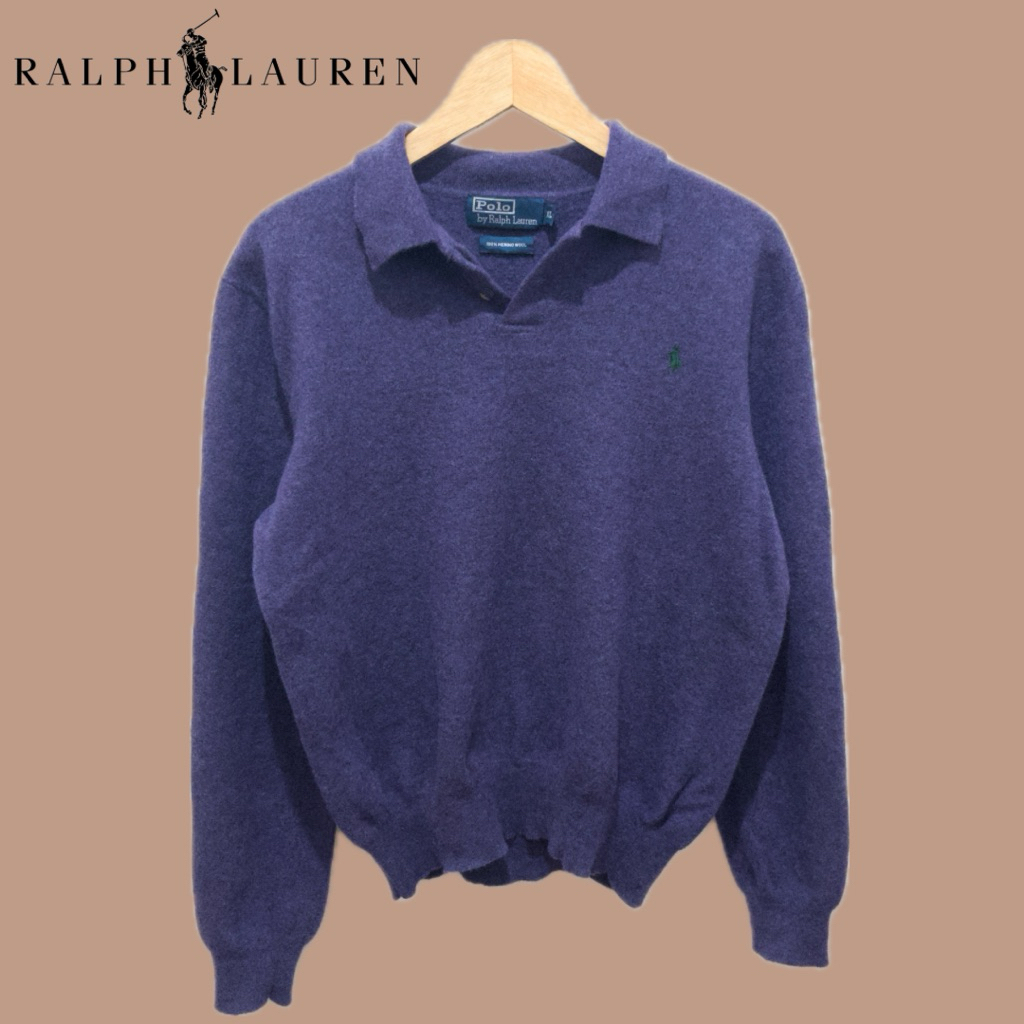 Polo Ralph Lauren Purple Merino Wool Half Button Sweater