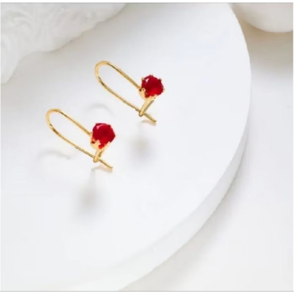 anting titanium gipsi liontin merah