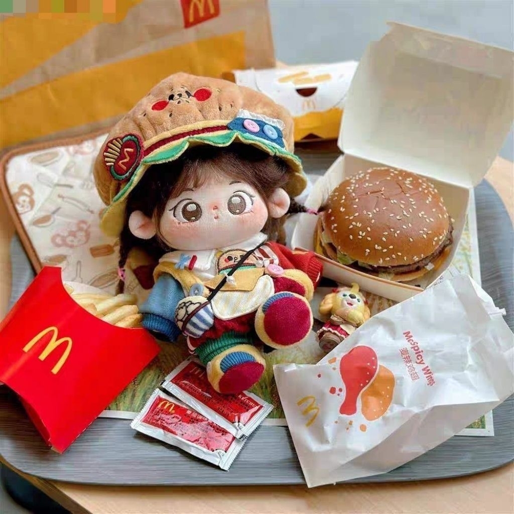 Pakaian Boneka Cotton Doll Outfit 20cm/40cm Aksesories Pakaian Baju Topi Tas Acc Boneka Fast Food Ha