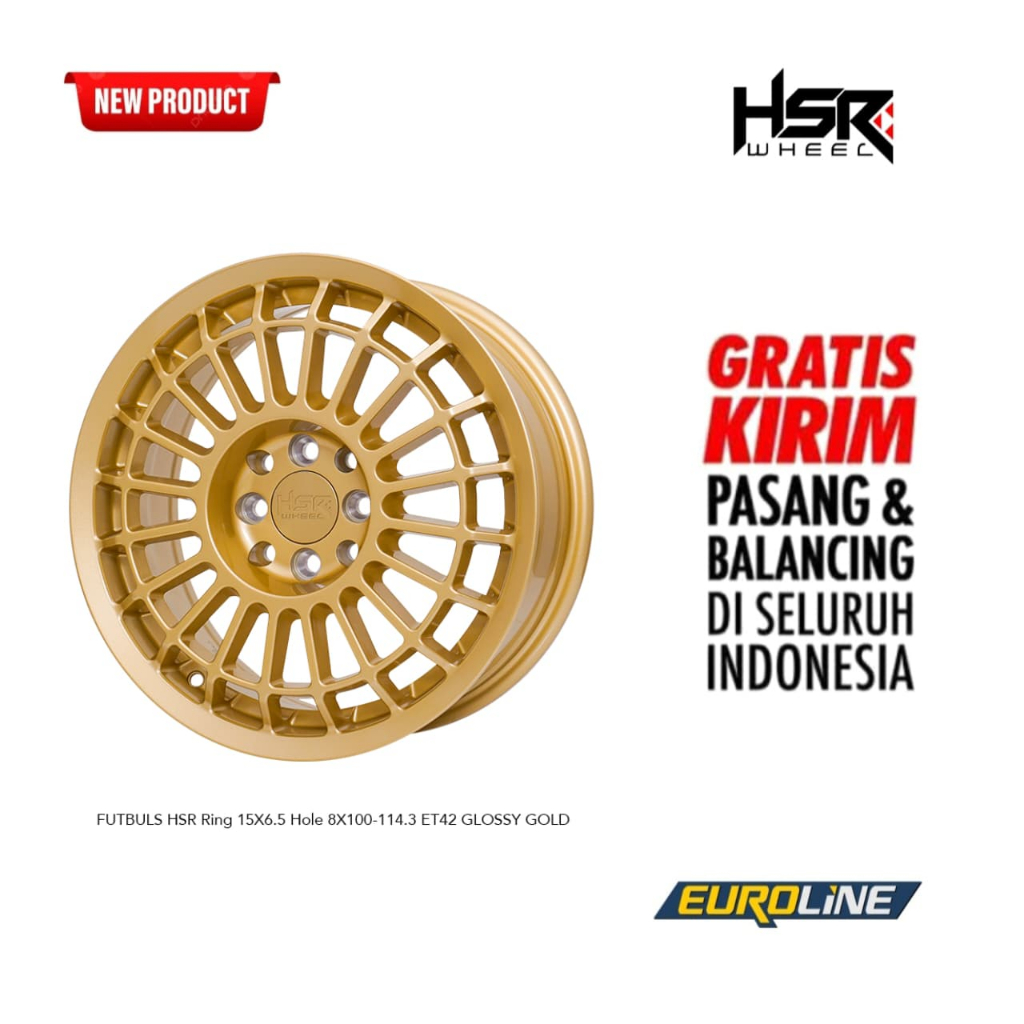 Velg Mobil Rally Look Terbaru Ring 15 HSR FUTBULS R15X6,5 H8X100-114,3 ET42 Original Desain