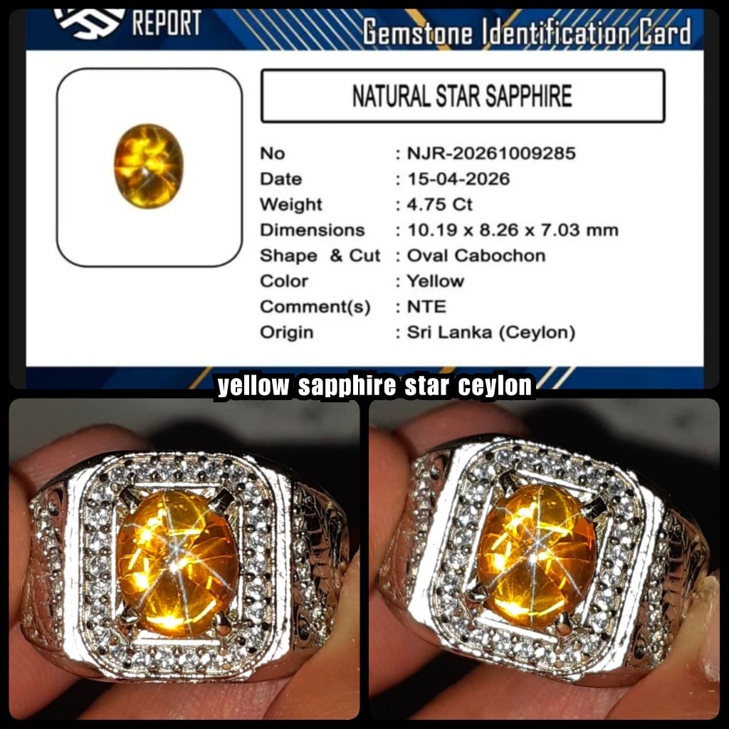 original yellow sapphire star srilanka NTE ya bos