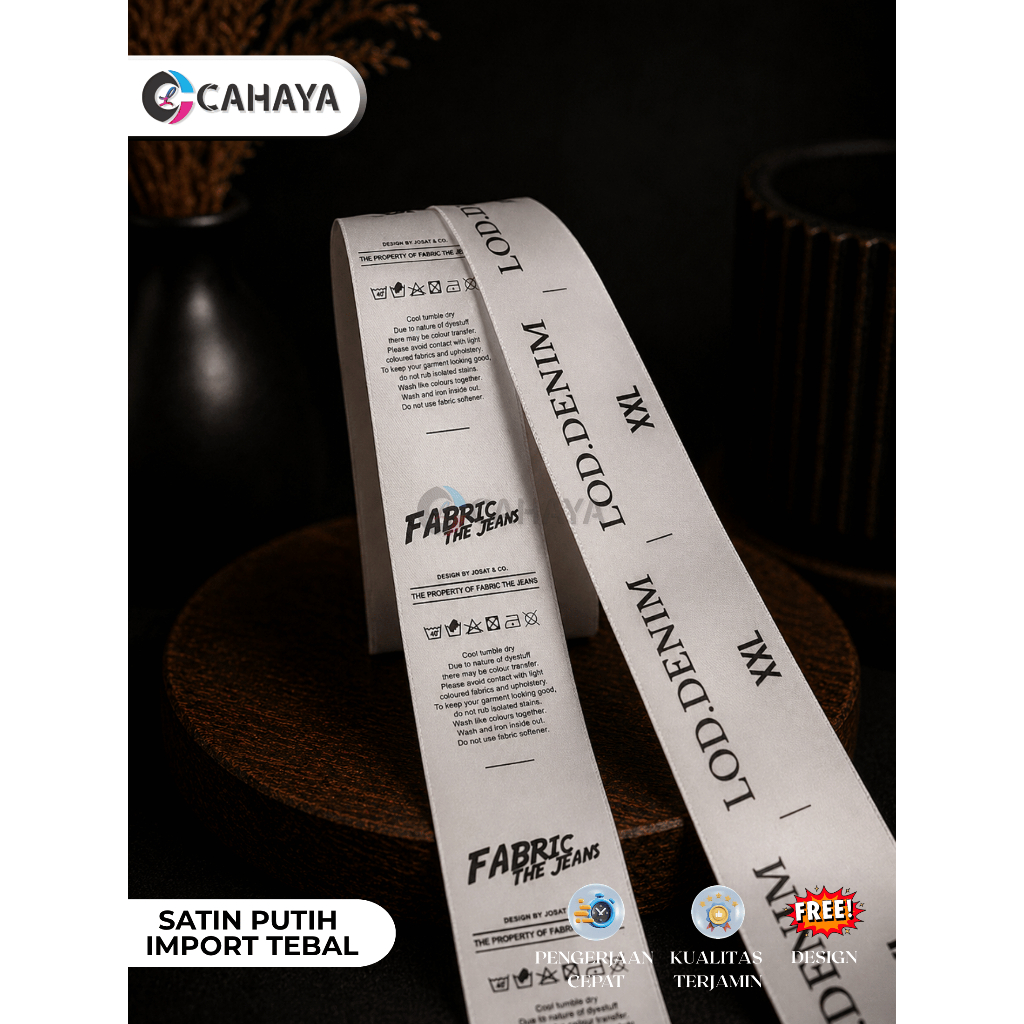 Cahaya Label -  200 meter (SATIN IMPORT + CETAK) satin tebal satin import satin rajut samping sattin