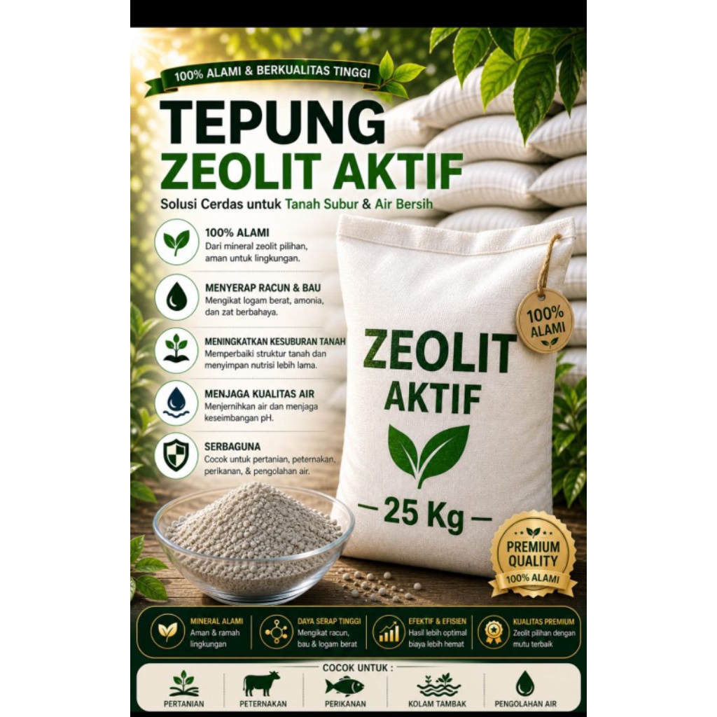 powder zeolite nano spray mesh 5000 asli , untuk pertanian , Dan peternakan