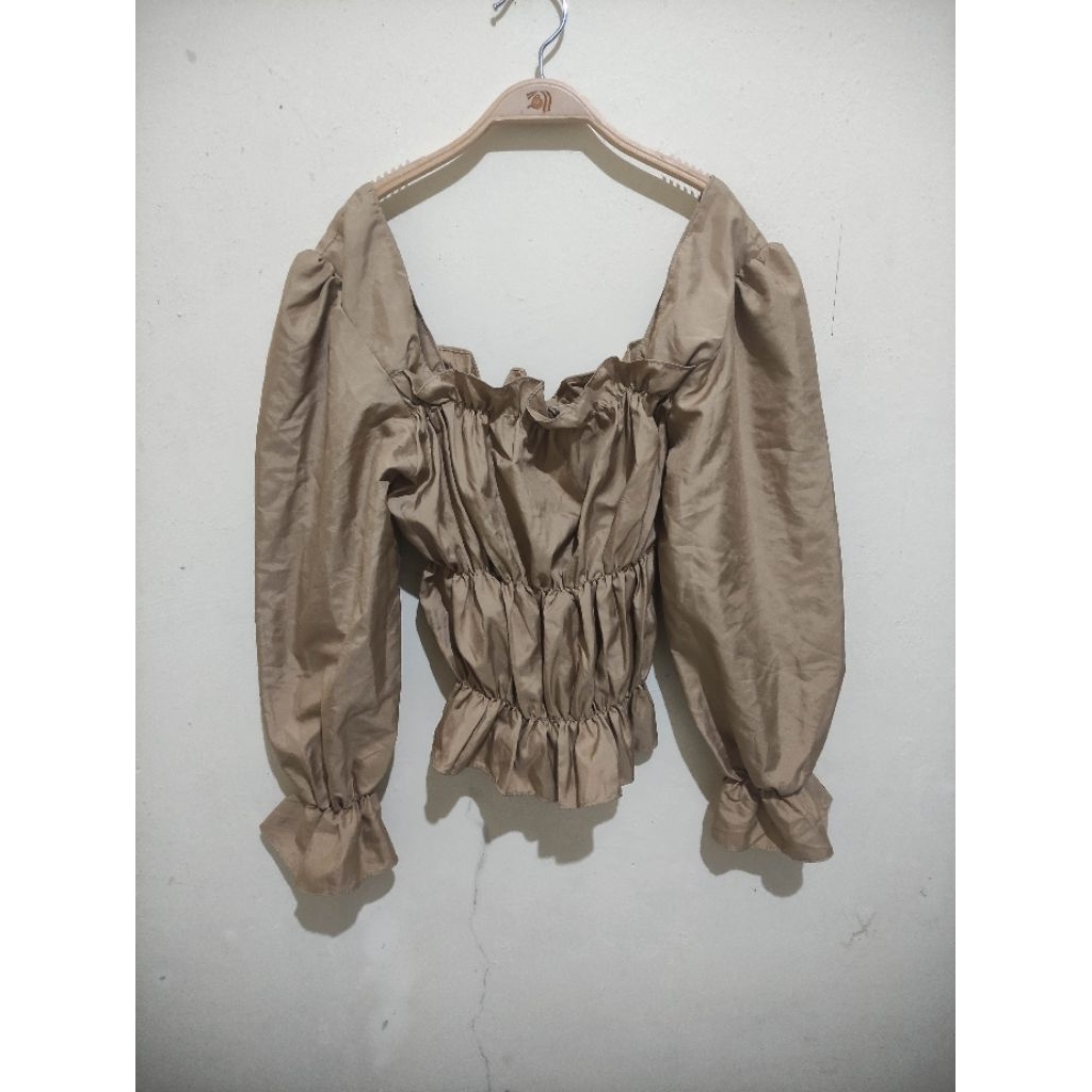 PL - Blouse Sabrina Puffy Smocked Coksu Korean Style