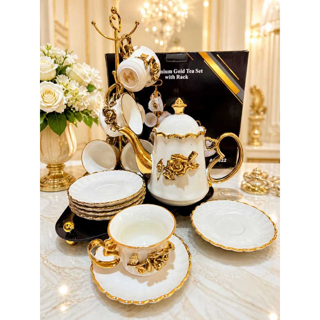 Tea Set Cangkir + Rak Fiorenza Gold