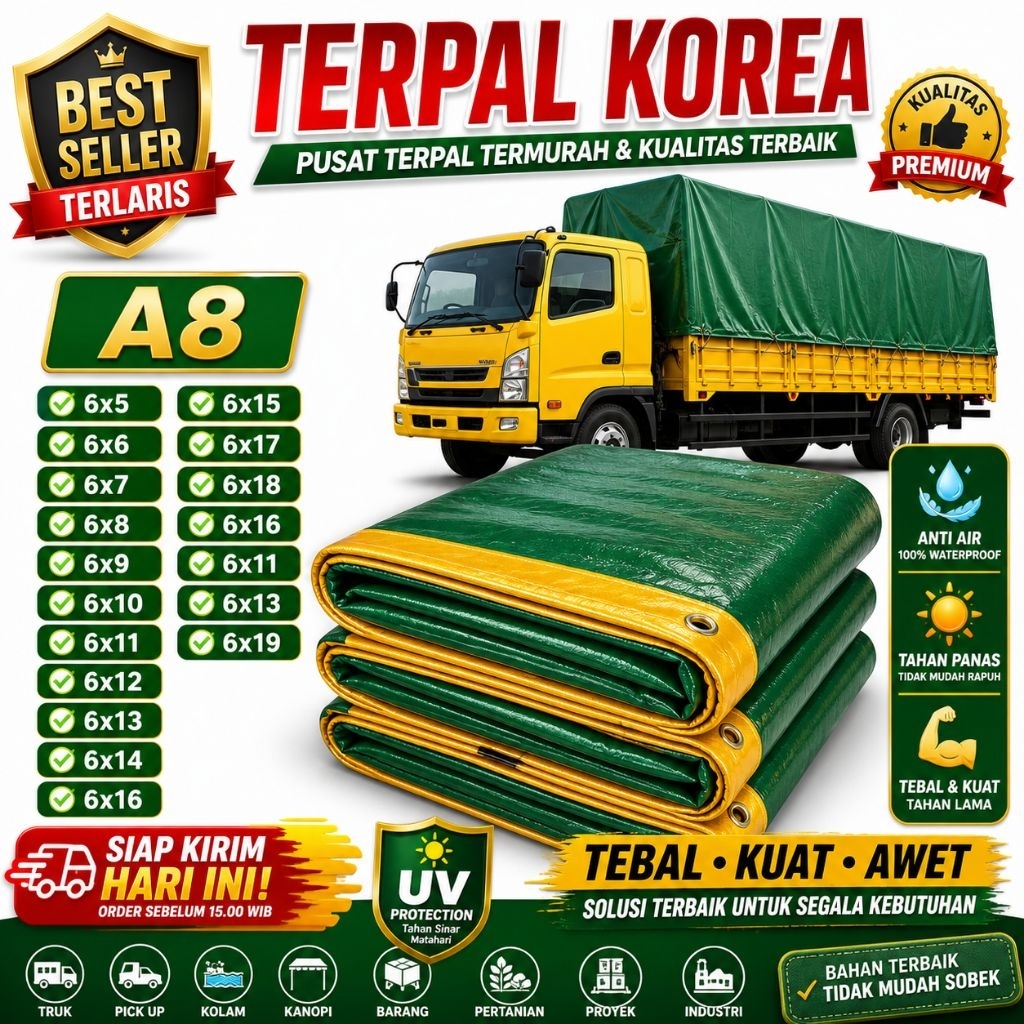 Terpal murah tapi kualitas juara terpal plastik Korea tebal A8 6x5 6x7 6x8 6x9 6x10 terpal tenda ter