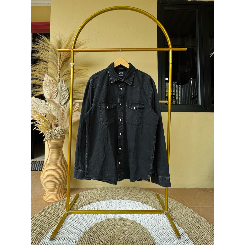 JAKET JEANS ZARA XL KANCING BATU ORIGINAL