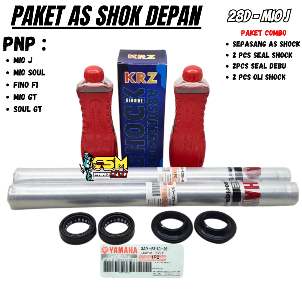 PAKET AS SHOCK DEPAN MIO J KLIP MIO GT MIO SOUL MIO M3 FINO F1 SOUL GT / AS SHOCK + OLI SHOCK + SEAL