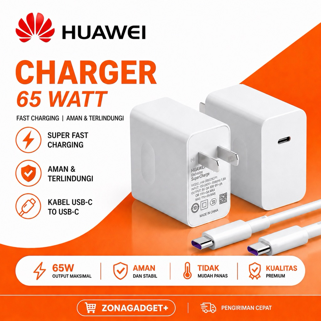 Chager Laptop Huawei 65 Watt Fash Charging for Macbook/Laptop Original Huawei