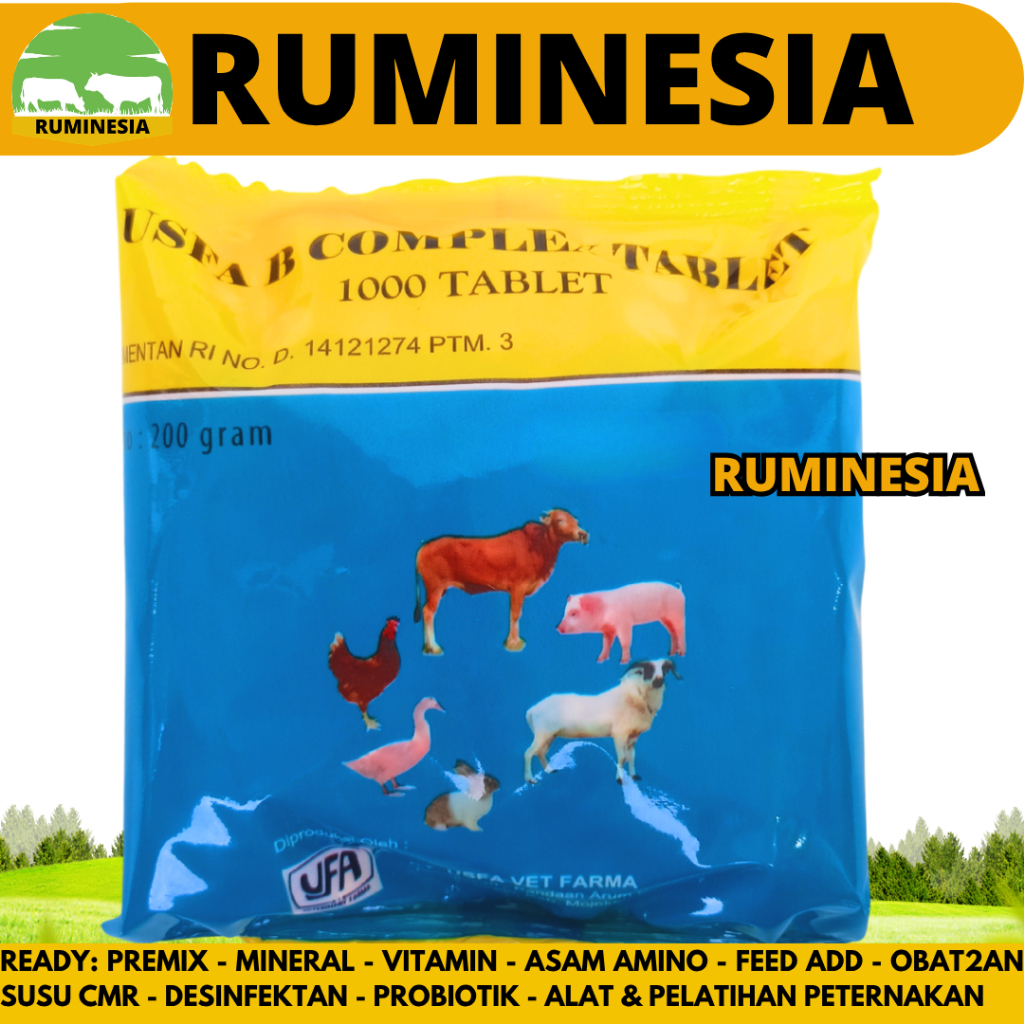USFA B COMPLEX TABLET - Vitamin B Komplek Untuk Pertumbuhan & Nafsu Makan Sapi Kambing Ayam Babi