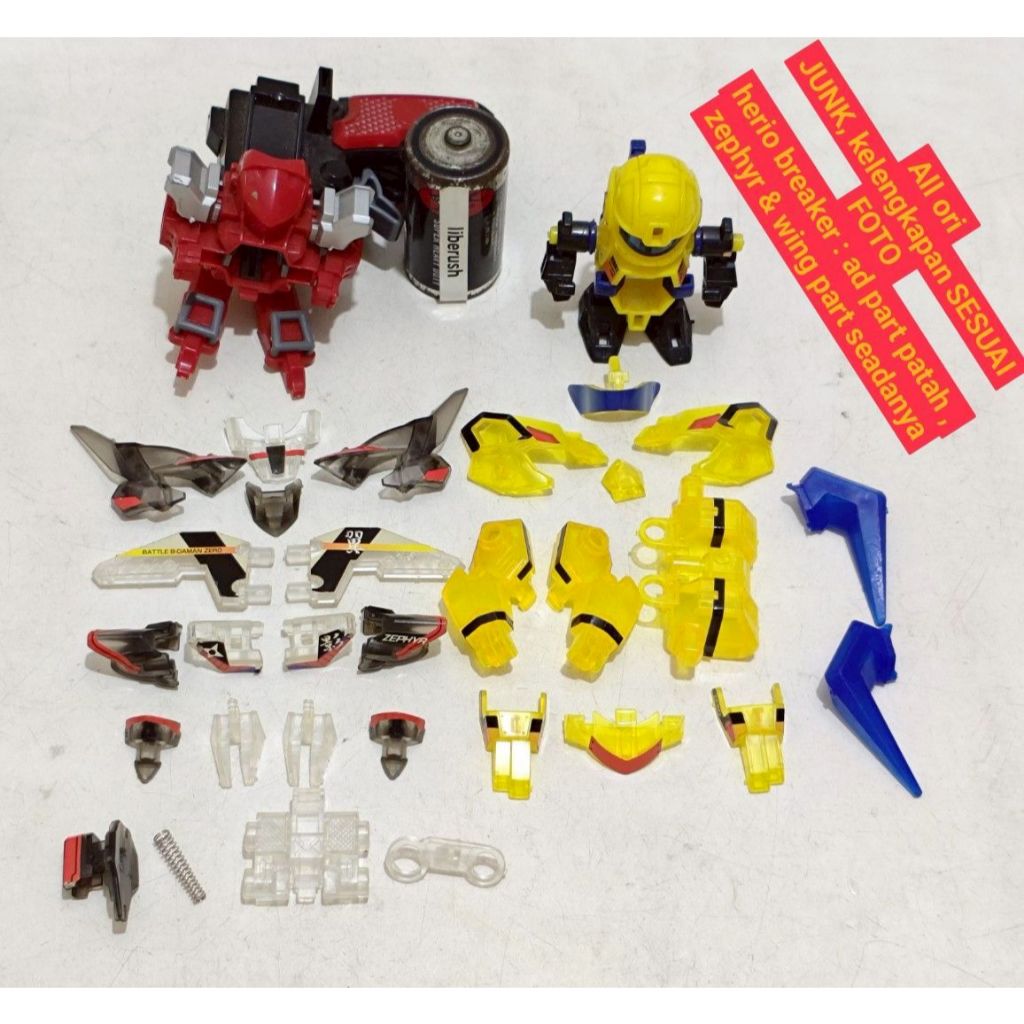 Set vintage takara junk part bdaman zero chrome zephyr wing ninja herio helio helios breaker bomberm