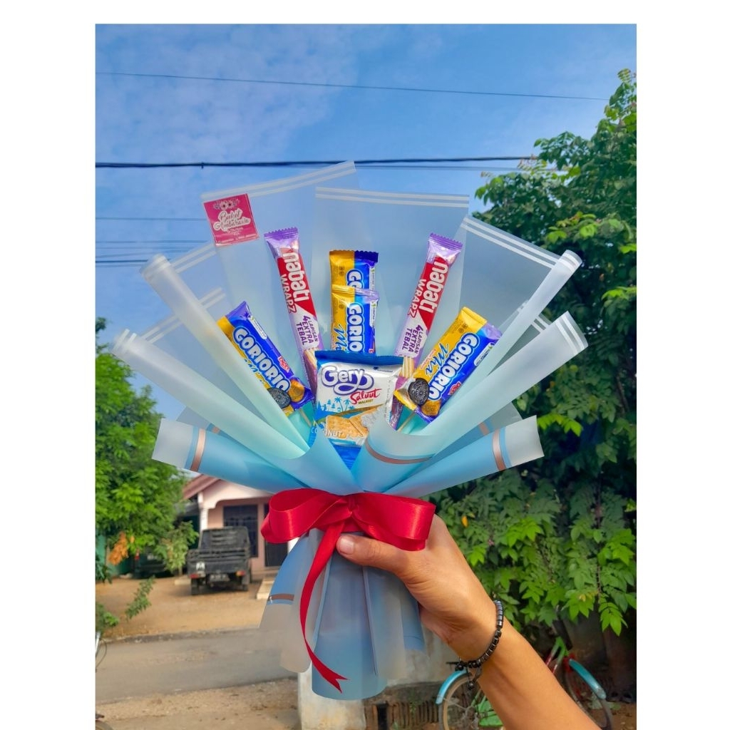 BUKET SNACK MINI/BUKET JAJAN/BUKET MURAH/BUKET WISUDA/BUKET PERPISAHAN