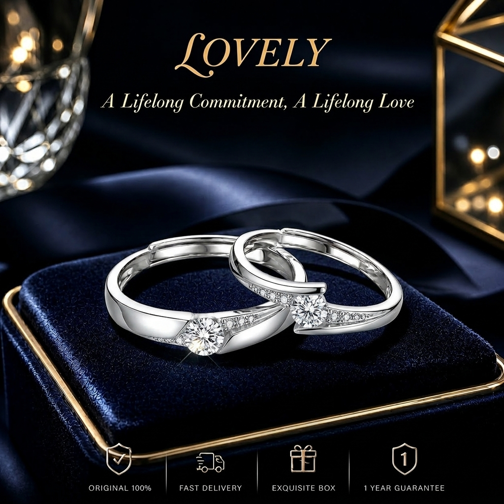 Cincin Couple Titanium  Wedding Ring premium Zirconia/Cincin Tunangan Nikah