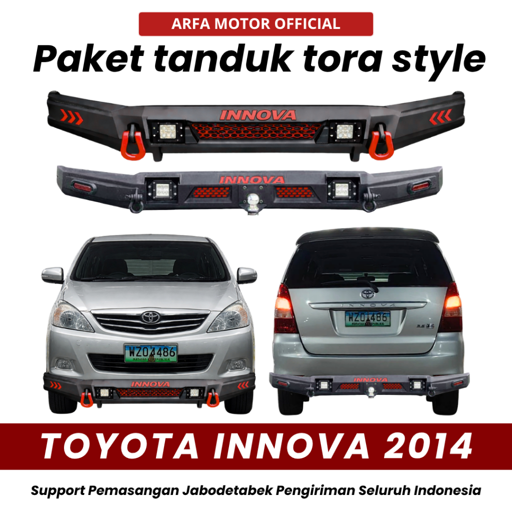 PAKET TANDUK DEPAN TOWING BELAKANG INNOVA 2014 CUSTOM TORA PENGAMAN PELINDUNG BEMPER ANTI KARAT