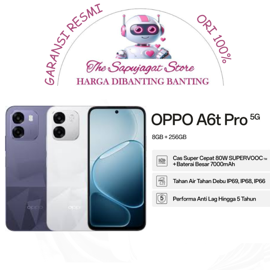 Oppo A6T Pro 4G 8/128 New Garansi Resmi Promo Bandung