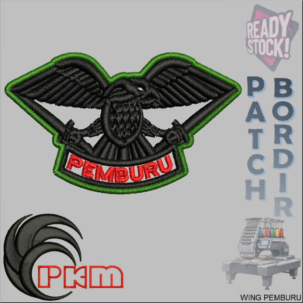 108 BREVET WING PEMBURU PDL TNI AD BIASA PERKERAS MIKA BORDIR EMBROIDERY KOTAK PKM
