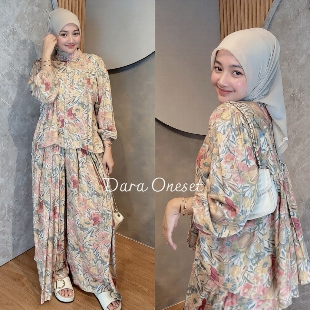 Raya One Set Setelan Jasmine Dara Rayon Busui Kulot Palazzo Andin Remitta