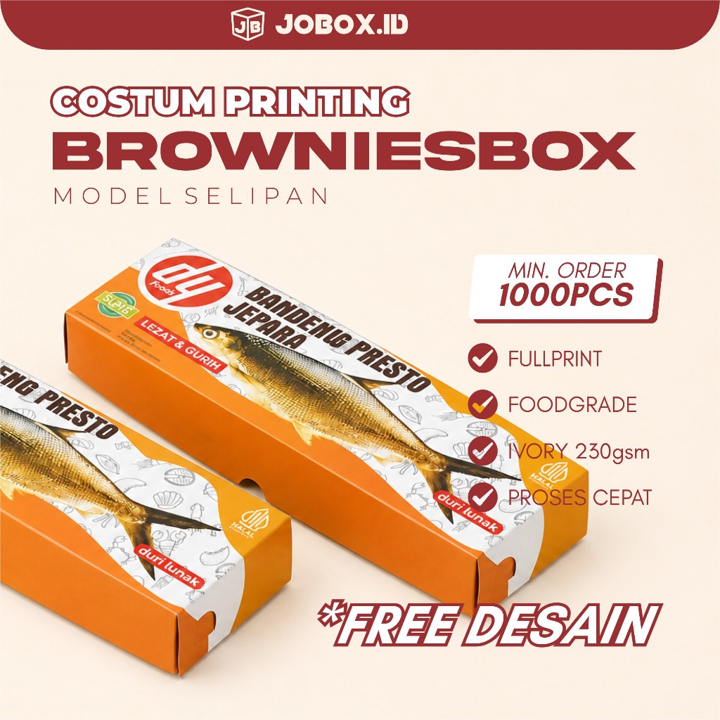 CUSTOM PRINTING BROWNIES BOX L IVORY 30x10x5 / Box Ivory / Dus Roti  / / Box Bandeng murah / Box Bro