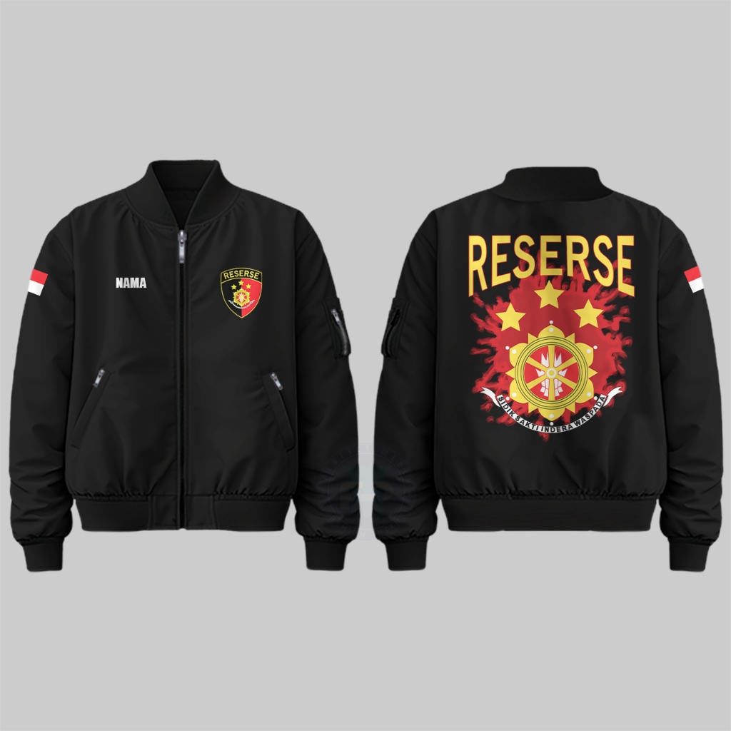 Jaket Bomber Reserse Polri Waterproof Premium Hitam Taslan