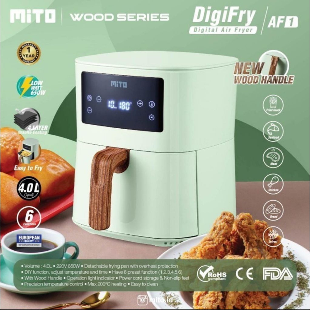 MITO DIGITAL AIR FRYER 4 LITER AF1 AIR FRYER MITO 4LITER AF 1 MITO AIR FREYER DIGITAL