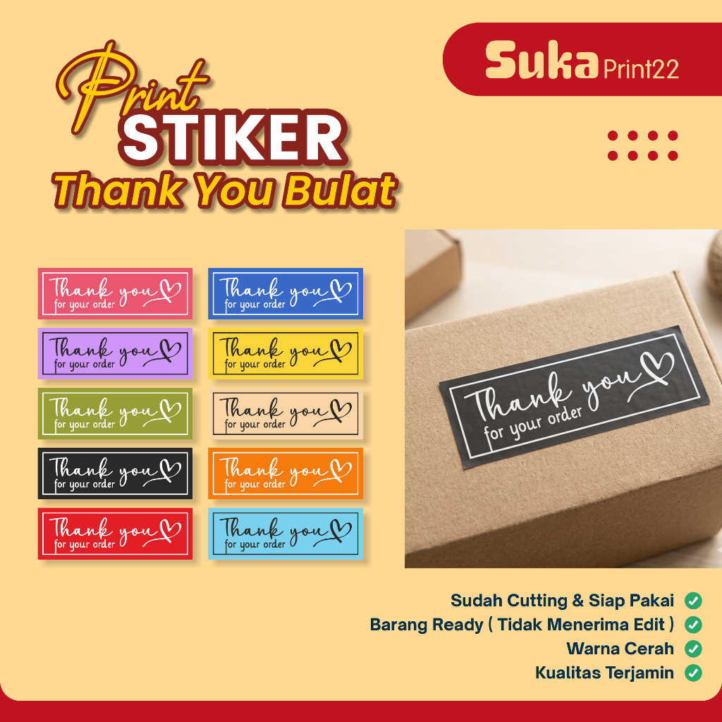 Sticker Label Thank You Simpel Aesthetic, siap pakai