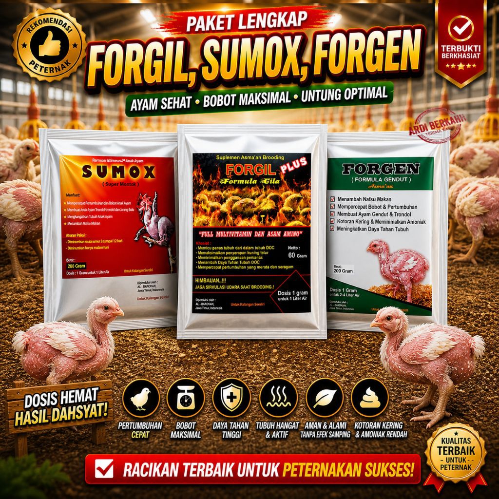 Paket Lengkap Forgil, Sumox, Forgen - Mulai Chik in Sampai Finish - Vitamin Ayam Broiler